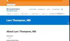 
							         Lars Thompson, MD - Canton, NY Urologist | Canton-Potsdam Hospital								  
							    