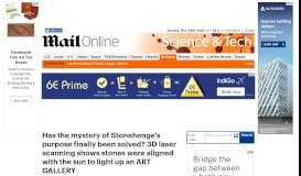 
							         Laser scan uncovers secrets of Stonehenge: 3D technology reveals ...								  
							    