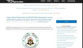 
							         LASPOTECH ND Full-Time Admission List 2018/2019 - MySchoolGist								  
							    