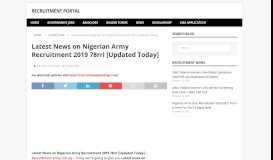 
							         Latest News on Nigerian Army Recruitment 2019 ... - Recruitment Portal								  
							    