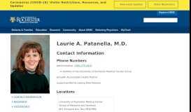 
							         Laurie A. Patanella, M.D. - University of Rochester Medical Center								  
							    