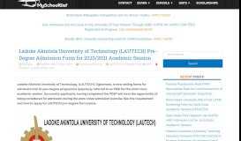 
							         LAUTECH Pre-Degree Supplementary Admission Form 2018/2019 ...								  
							    
