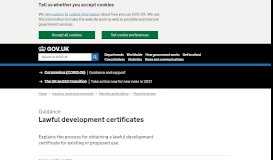 
							         Lawful development certificates - GOV.UK								  
							    