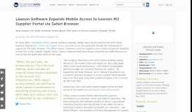 
							         Lawson Software Expands Mobile Access to Lawson M3 Supplier ...								  
							    
