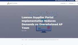 
							         Lawson Supplier Portal Implementation for a Healthcare System								  
							    