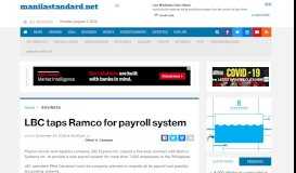 
							         LBC taps Ramco for payroll system - Manila Standard Mobile								  
							    