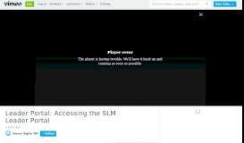 
							         Leader Portal: Accessing the SLM Leader Portal on Vimeo								  
							    