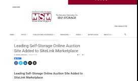 
							         Leading Self-Storage Online Auction Site Added to SiteLink Marketplace								  
							    