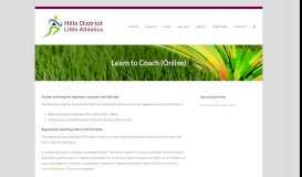 
							         Learn to Coach (Online) – Hills District Little Athletics								  
							    