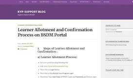 
							         Learner Allotment and Confirmation Process on BSDM Portal – KYP ...								  
							    