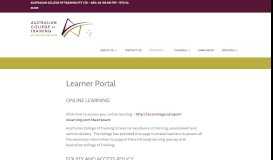 
							         Learner Portal - Australian College of Training								  
							    