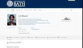 
							         Lee Bryant — the University of Bath's research portal								  
							    