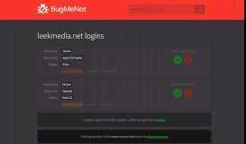 
							         leekmedia.net passwords - BugMeNot								  
							    