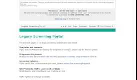 
							         Legacy Screening Portal Home Page								  
							    