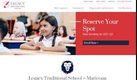 
							         Legacy Traditional Maricopa | Kindergarten to 8th Grade Tuition Free								  
							    