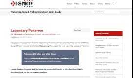 
							         Legendary Pokemon - Pokemon Sun & Pokemon Moon Wiki Guide - IGN								  
							    