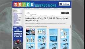 
							         LEGO Dimensions Starter Pack Instructions 71200, Dimensions								  
							    
