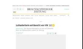 
							         Leiharbeiterin enttäuscht von VW - Wirtschaft - Braunschweiger Zeitung								  
							    