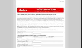 
							         Leisure Portal Customer Registration Form - Sabre								  
							    