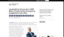 
							         LendingPoint Closes Up to $600 Million Credit Facility Arranged by ...								  
							    