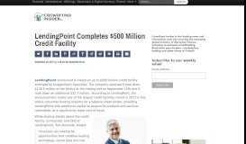
							         LendingPoint Completes $500 Million Credit Facility | Crowdfund Insider								  
							    