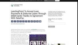 
							         LendingPoint To Accept Loan Payments & Disburse Loans Through ...								  
							    