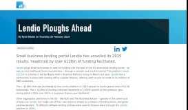 
							         Lendio Ploughs Ahead - AltFi News								  
							    