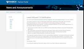 
							         Lenel OnGuard 7.5 Certification - March Networks Partner Portal								  
							    