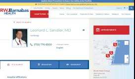 
							         Leonard L Sandler MD - New Jersey Health System								  
							    