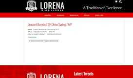 
							         Leopard Baseball @ China Spring JV/V | Lorena High School								  
							    