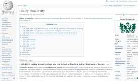 
							         Lesley University - Wikipedia								  
							    