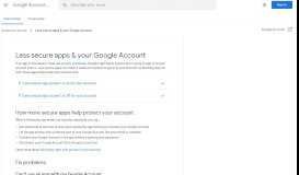 
							         Less secure apps & your Google Account - Google Account Help								  
							    