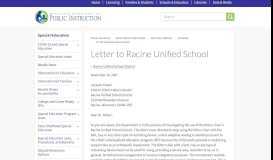 
							         Letter to Racine Unified School | Wisconsin Department of Public ...								  
							    