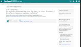 
							         Letter to the Editor concerning the paper “A novel database of bio ...								  
							    