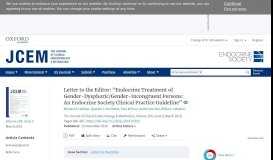 
							         Letter to the Editor: “Endocrine Treatment of Gender-Dysphoric ...								  
							    