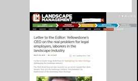 
							         Letter to the Editor: Yellowstone Landscape CEO Tim Portland								  
							    