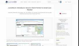 
							         LexisNexis Introduces Secure Client Portal to Small Law Market ...								  
							    