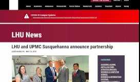 
							         LHU and UPMC Susquehanna announce partnership								  
							    