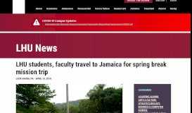 
							         LHU students, faculty travel to Jamaica for spring break mission trip								  
							    