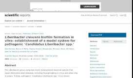 
							         Liberibacter crescens biofilm formation in vitro: establishment of a ...								  
							    