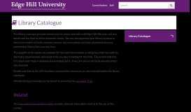 
							         Library Catalogue - Edge Hill University								  
							    