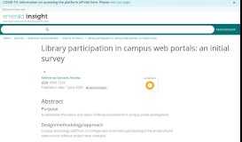 
							         Library participation in campus web portals: an initial survey ...								  
							    
