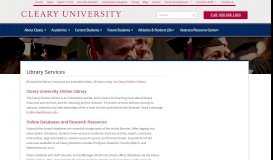 
							         Library Services | Cleary University								  
							    