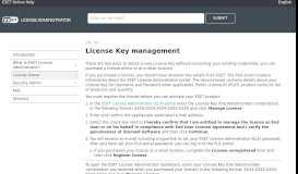 
							         License Key management | ESET License Administrator | ESET Online ...								  
							    