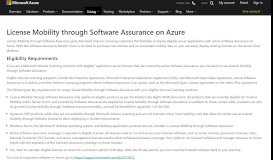 
							         Licensing Programs - Eligibility requirements | Microsoft Azure								  
							    