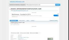 
							         lifemarkpatientsystem.com at WI. LifeMark Patient System Login								  
							    