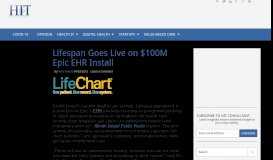 
							         Lifespan Goes Live on $100M Epic EHR Install - HIT Consultant								  
							    