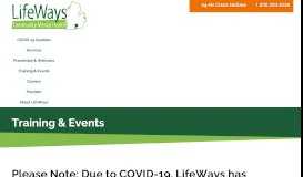 
							         LifeWays CMH > Training & Events								  
							    