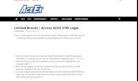 
							         Limited Brands | ACES ETM Login/Access - AceEx								  
							    