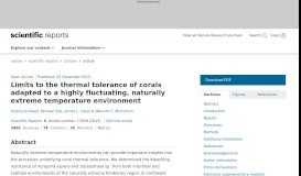 
							         Limits to the thermal tolerance of corals adapted to a highly fluctuating ...								  
							    